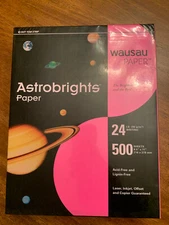 Astrobrights Acid-Free Fireball Fuchsia 24 lb Paper 500 Sheets 8.5" x 11" #22688