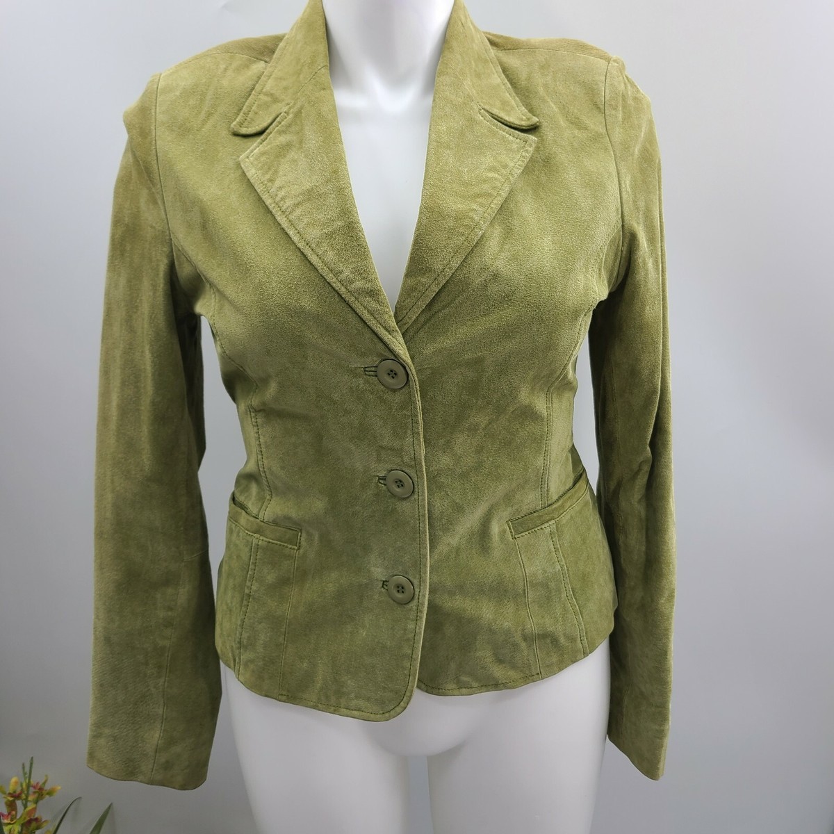 美品　Eytys PAULUS SUIT JACKET Uniform John Paul Richard Leather Army Green Suede Blazer