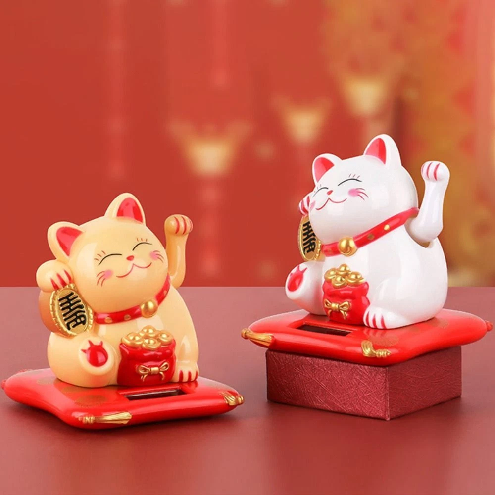 Powered Waving Arm Lucky Cat Maneki Neko Beckoning Fortune Cat Car