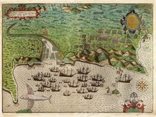 1585 Sir Francis Voyages Drake West Indies Santiago Map - 20x28