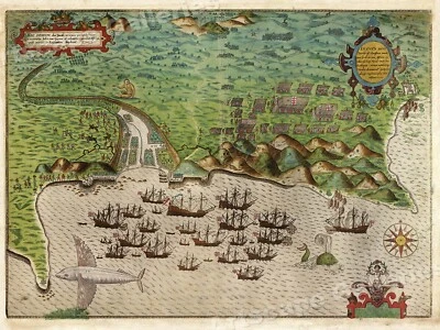 Sir Francis Drake 1585 West Indies Santiago Map - 24x32