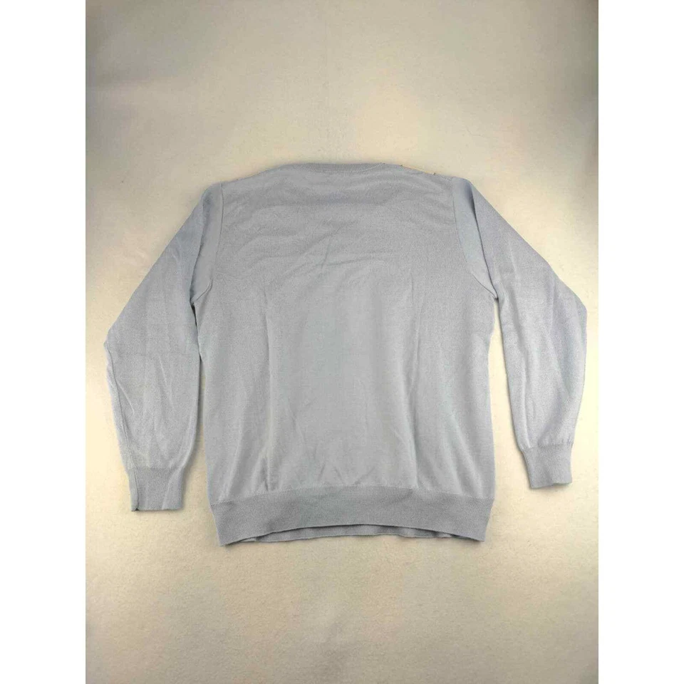 Suéter Para Hombres Montechiaro Cuello en V Talla M Pullover Azul Gris y Crema Hecho en Italia Foto 2 de 4