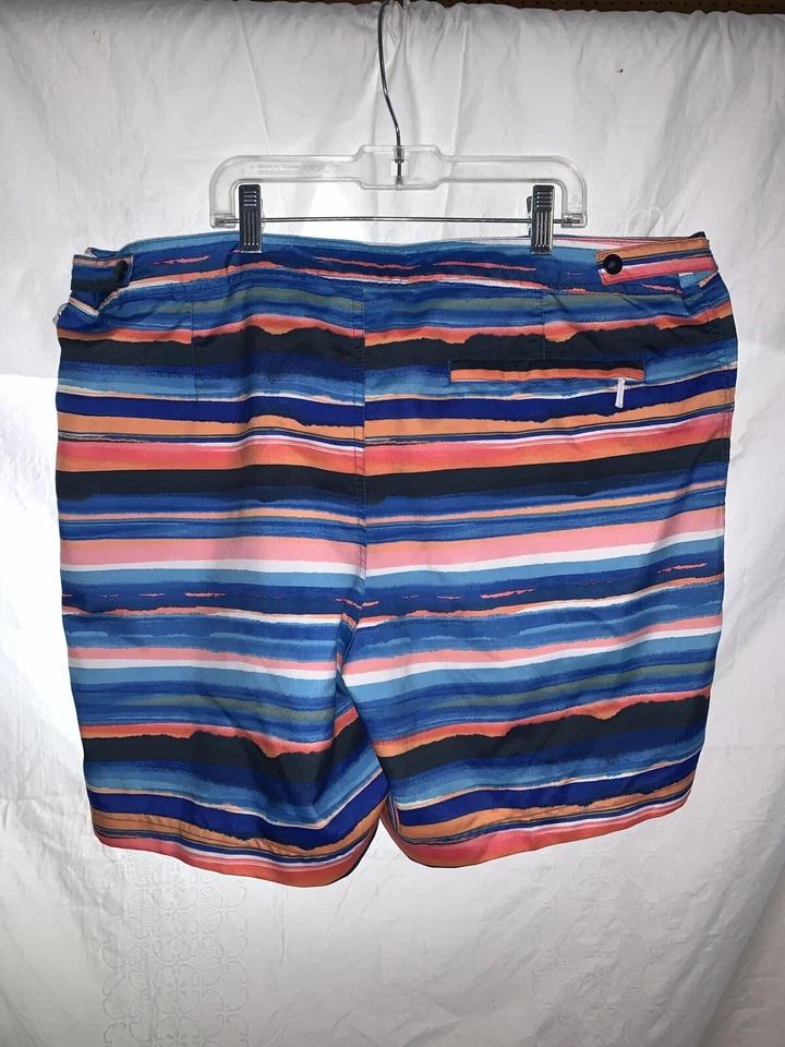 Pantalones Cortos de Natación Penguin Munsing Wear Azul Naranja Rojo Multi Rayas Talla XL (38) Foto 4 de 4