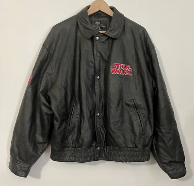 VTG Luis Alvear STAR WARS Black Leather Jacket X-Wing Rogue