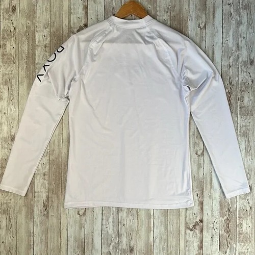 Roxy Rashguard Girls sz 14/ XL Whole Hearted Long Sleeve White Black Surf SPF50 - Picture 5 of 8