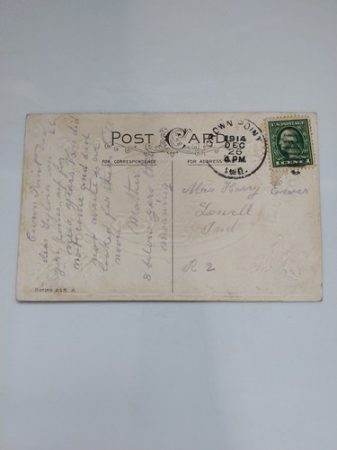 Christmas Embossed Holly Postcard VTG 1914 Tub15 - Bild 2 von 2