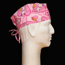 Peanuts Gang Character Snoopy Valentine's Day Heart on Pink theme scrub hat