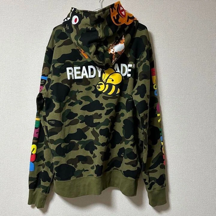 A Bathing Ape Bape Readymade Tiger Shark Full Zip Hoodie Size L *USED*From Japan