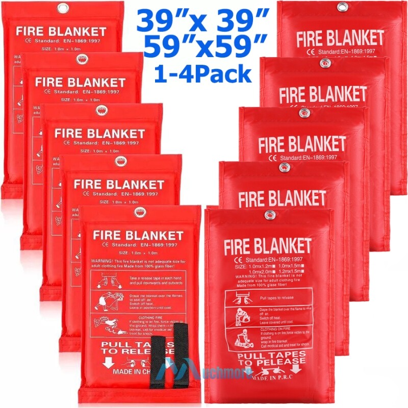 1-4 PACK Large Fire Blanket Fiberglass Emergency Home Office Retardant Prepared