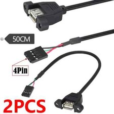 USB2.0 Female Panel Mount to DuPont IDC 4Pin Female Header PCB Motherboard Cable