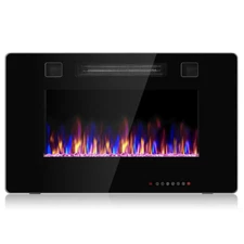 30" Electric Fireplace Recessed Ultra Thin Wall Mounted Heater Multicolor Flame