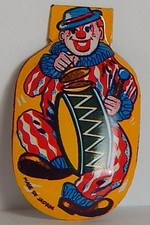 VINT TIN LITHO LG CLICKER JAPAN CLOWN DRUM