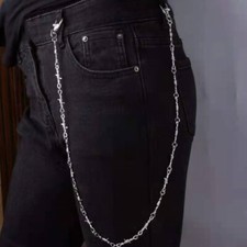 Style 22" Silver Chrome Barb Wire Knot Biker Trucker Jean Wallet Key Chain