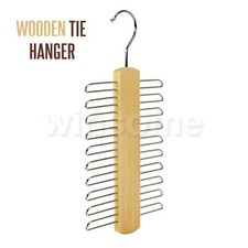 Wooden Tie Coat Hangers Holder Rack Belt Storage 20 Bar Wardrobe Organiser