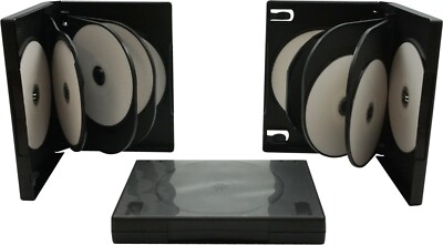 1) 7 Disc Capacity Black DVD Boxes Cases Multi Replacements 27mm