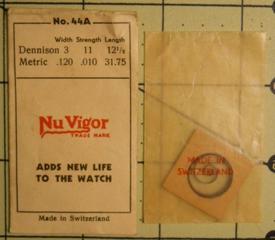 NU VIGOR 44A - Watch Mainspring - 3 x 11 x 12 1/2 - .120 x .010 x 31.75 - Repair