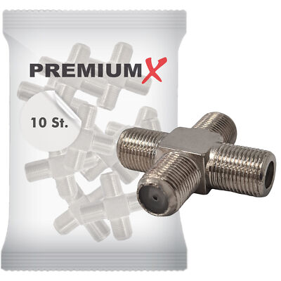 10x PremiumX Adapter 4x F-Buchse Set Verbinder Splitter Koax- und Antennenkabel