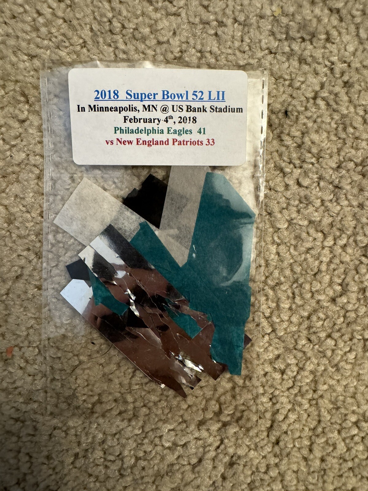 Philadelphia Eagles Super Bowl Confetti On Field Lombardi's Kelce Team