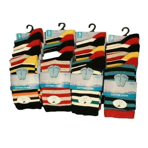 5 Pack Kids Boys Brand New Bright Stripe Multi-Colored Comfort Socks B738 - 第 2/5 張圖片