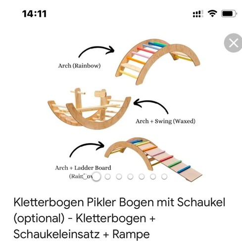 Pikler 🎠 3 in 1 Schaukel Wippe & Kletterbogen/Leiter 🪅 Holz🧸Bunt🪆 ab 1 Jahr - Bild 2 von 12