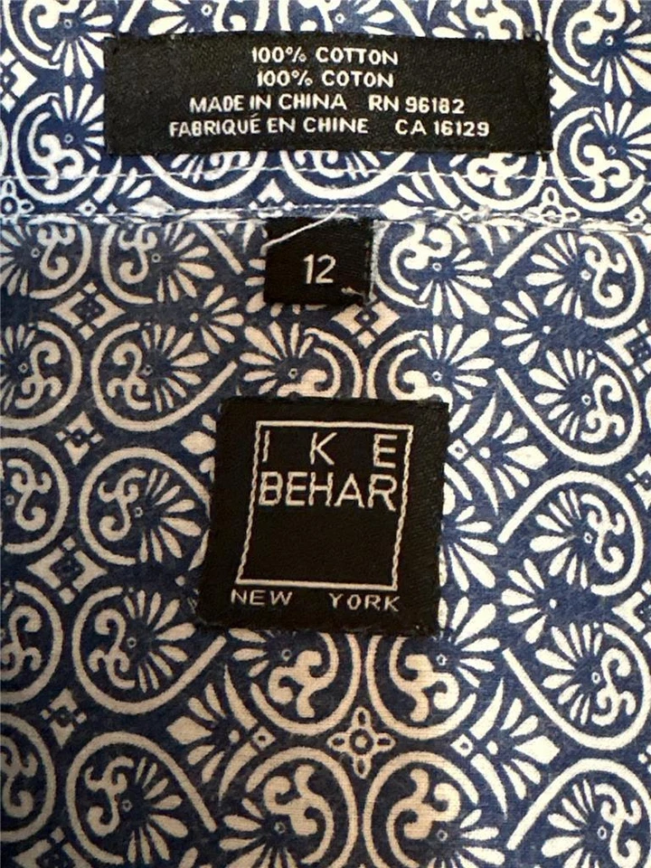 Camisas de vestir Ike Behar a rayas azules 100 % algodón para niños talla 12 Foto 4 de 4