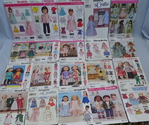 Lot Of 20 Simplicity 18” Doll Clothes Sewing Pattern - CUT