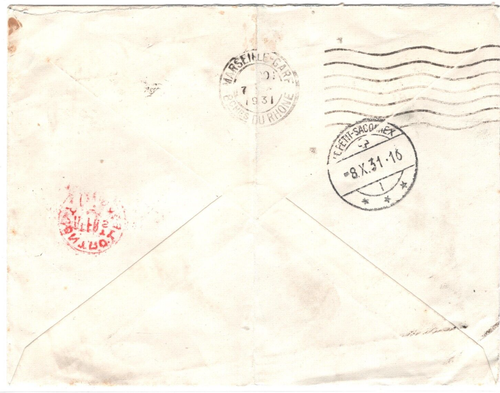 INDOCHINA 1937 Cover Saigon *AIR ORIENT* Controle/Avion RED CACHET Geneva MA1495 - Picture 4 of 9