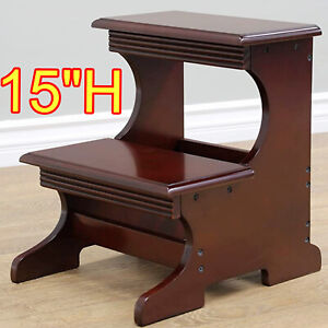 HIGH BEDS BED STEPS FOR ADULTS TWO STEP STOOL STAIR LADDER WOOD 