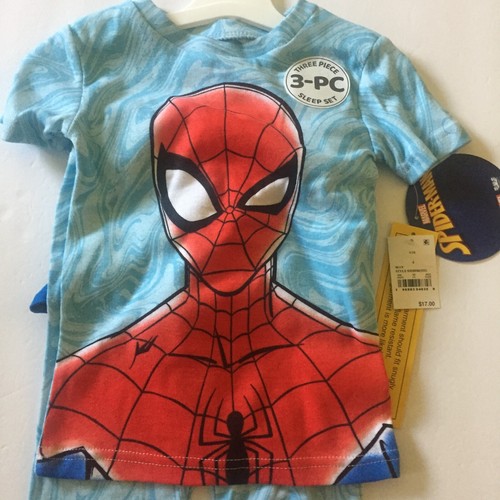 New Marvel Spider-Man 3pc Marble Boys Small (4) Pajama Set - Picture 2 of 5