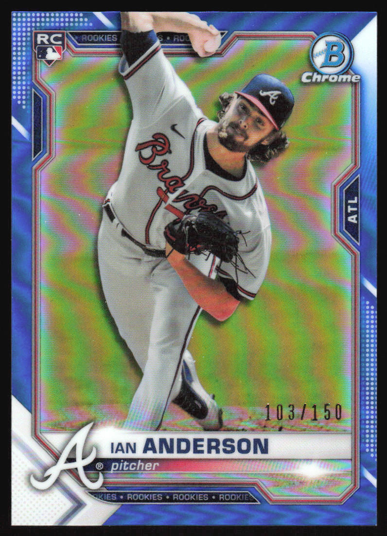 2021 Bowman Chrome Ian Anderson #76 Blue Refractor #'d /150 RC Braves