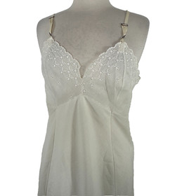 Vintage Philmade Lace Trim Full Slip Nightgown Women's Size 38 Tricot White USA