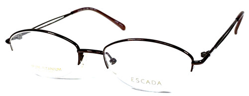 ESCADA E339 BRN NOS Japan Brown Polish Half Rimless Eyeglasses Frame 51-18-135