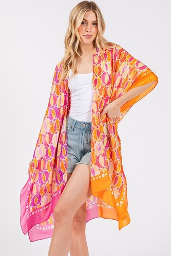 Do Everything in Love Sommer-Kimono zweifarbig Borte abstraktes Muster seidiges Gefühl - Bild 29 von 35