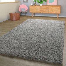 Tapis Moderne Poils Longs Shaggy Unicolore Épais Tissé Qualité Gris