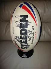 VTG SIGNED OFFICIAL STEEDEN RUGBY LEAGUE GAME BALL MANY SIGNATURE, UNKNOWN+STAND
