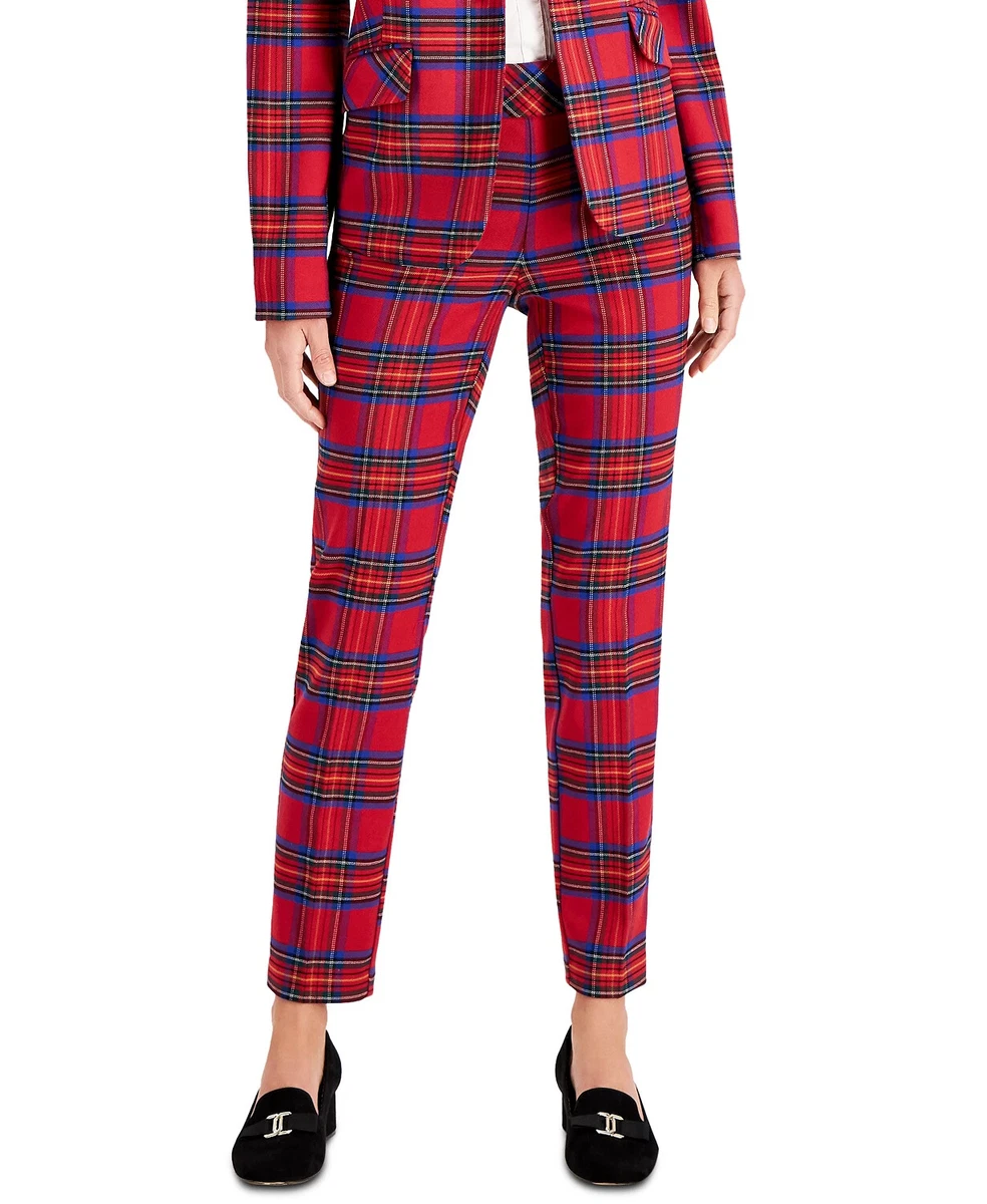 Tommy Hilfiger Women's Plaid Pull-On Mid-Rise Pants - Macy's