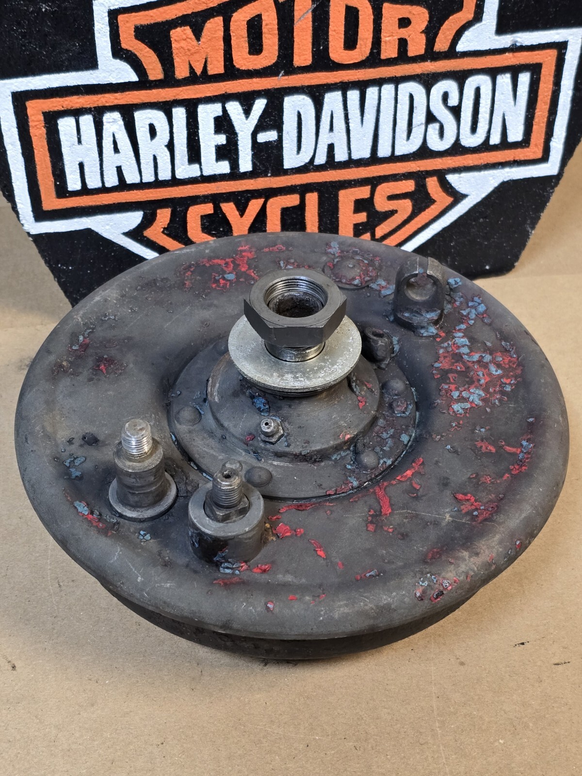 Harley Antique Knucklehead Flathead Panhead WL 45 Servi Car Rear Wheel