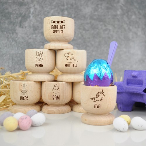 Personalised Egg Cups Hard Boiled Egg Cup Holder Easter Gift for Children - Picture 30 of 90