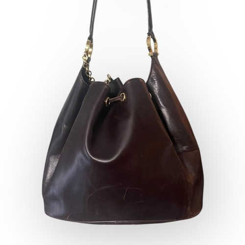 Salvatore Ferragamo Brown Leather Drawstring Bucket Bag AS IS - Picture 2 of 14