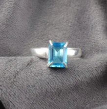 Blue Topaz Gemstone 925 Sterling Silver Ring Handmade Jewelry Ring For Gift