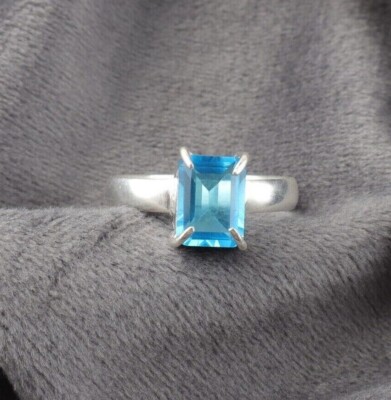 Blue Topaz Gemstone 925 Sterling Silver Ring Handmade Jewelry Ring For ...