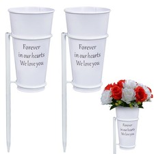 Metal Cemetery Vase Flower Holder with Spikes in Ground Grave Vases for Grave