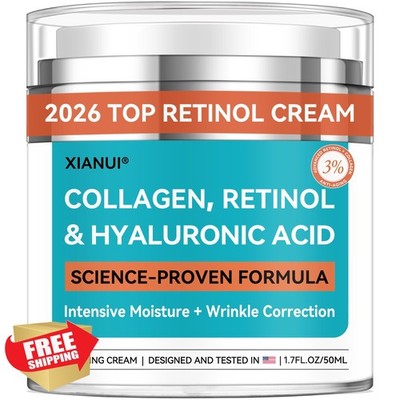 XIANUI Retinol Face Cream with Collagen Hyaluronic Acid Anti-Aging 1.7oz