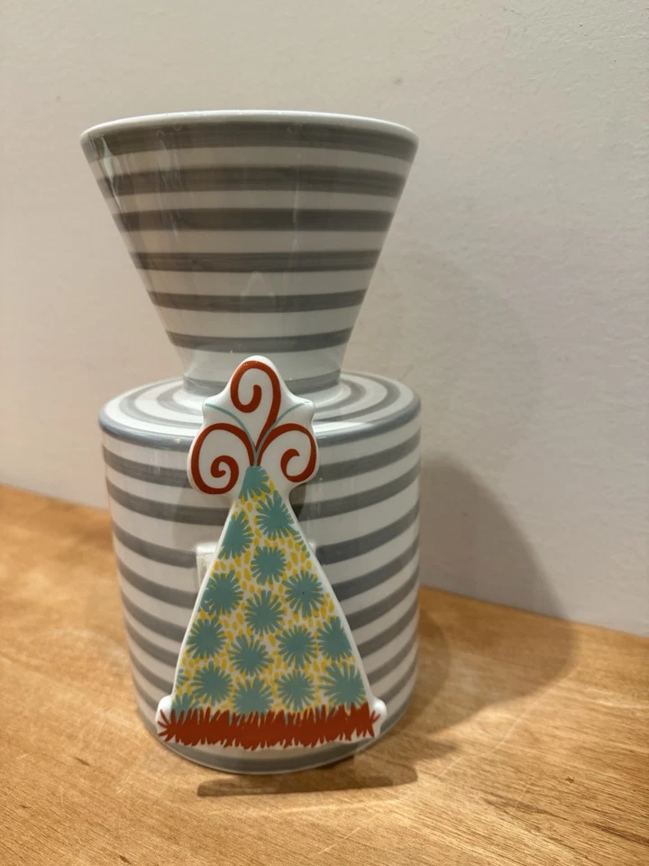 ¡Feliz todo! "Florero a rayas gris piedra Laura Johnson y marco sombrero de cumpleaños 9,5""" Foto 3 de 4