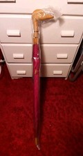 Vintage ARAMIS Duck Head Umbrella Cane Maroon Faux Wood Mallard 80's N.O.S