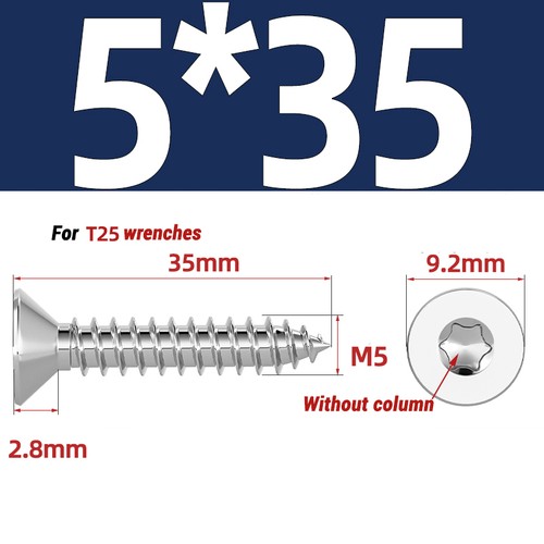 2mm 2.3mm 2.6mm 3mm ~ 6mm Torx Countersunk Fully Threaded Chipboard Wood Screws - Picture 86 of 100