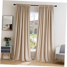 Velvet Curtains Thermal Insulated Blackout 52"W x 96"L Pack of 2 Camel Beige