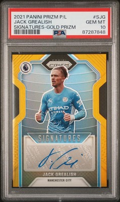 Jack Grealish - 2021 Panini Prizm Premier League Signatures Gold PSA 10 10/10
