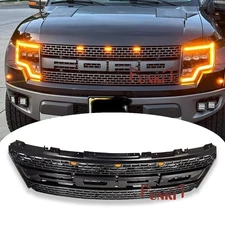 Front Grille for Replacement 2019-2014 Ford F150 SVT Raptor Grill w/letters/LEDs