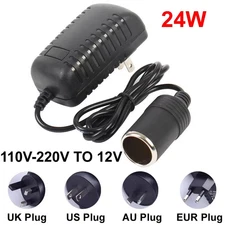110V-240V AC Plug To 12V DC Car Cigarette Lighter Converter Socket Adapter